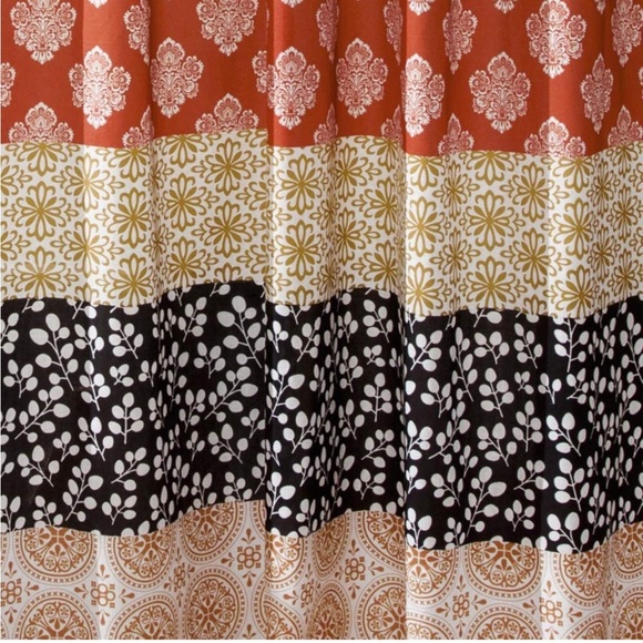 Turquoise & Orange Bohemian Stripe Window Curtain Panel Pair, 95" x 52" - Picture 3 of 7